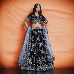 Jazzagals - Soft Georgette Designer Black Cocktail Lehenga - JMS Studio