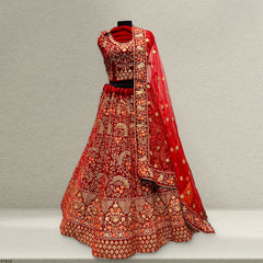 Pagfera - Heavy Zari Handwork Royal Red Bridal Lehenga