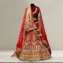 Pagfera : Double Dupatta Royal Red Bridal Lehenga