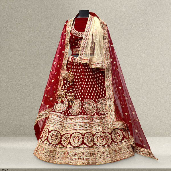 Pagfera - The Double Dupatta Royal Velvet Bridal Lehenga