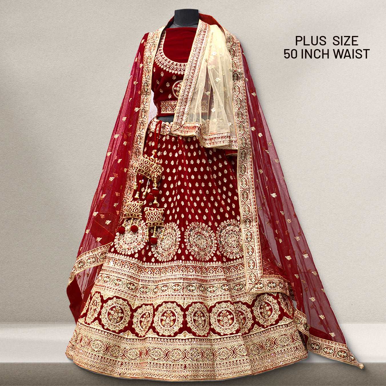 Pagfera - The Double Dupatta Red Bridal Lehenga JMS Studio {{ Royal Red Bridal Lehenga}}