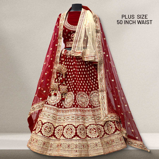 Pagfera - The Double Dupatta Red Bridal Lehenga JMS Studio {{ Royal Red Bridal Lehenga}}