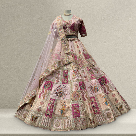 Shringaar: Multicolor Banarasi Silk Lehenga with Intricate Silk Work Blouse
