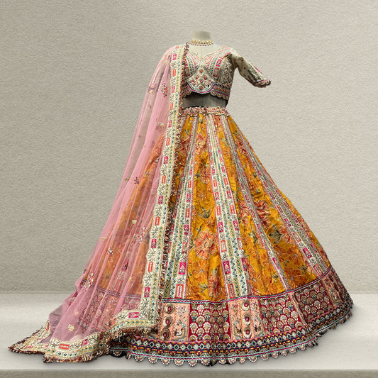 Shringaar: Multicolor Banarasi Silk Lehenga with Intricate Silk Work Blouse