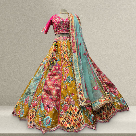 Shringaar: Multicolor Banarasi Silk Lehenga with Intricate Silk Work Blouse