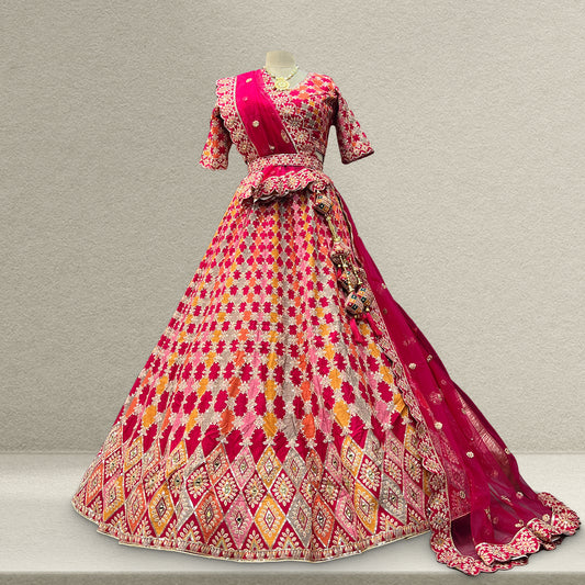 Shringaar: Multicolor Banarasi Silk Lehenga with Intricate Silk Work Blouse