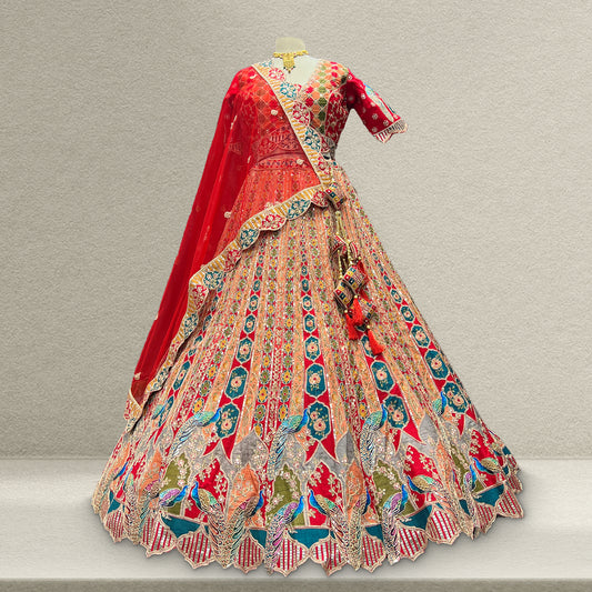 Shringaar: Multicolor Banarasi Silk Lehenga with Intricate Silk Work Blouse