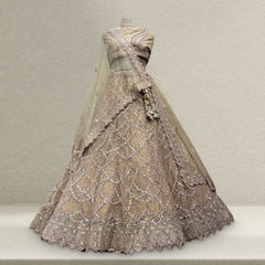 Cherry Blossom  -  The Modern Ivory Lehenga for Reception for Bride - JMS Studio
