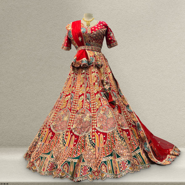 Shringaar: Multicolor Banarasi Silk Lehenga with Intricate Silk Work Blouse - JMS Studio