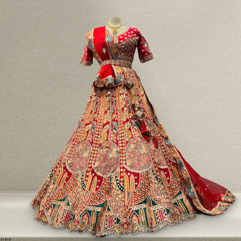Shringaar: Multicolor Banarasi Silk Lehenga with Intricate Silk Work Blouse - JMS Studio