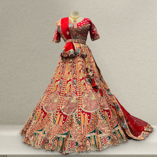 Shringaar: Multicolor Banarasi Silk Lehenga with Intricate Silk Work Blouse