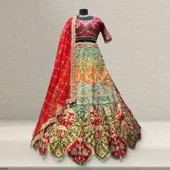 Shringaar: Multicolor Carnival Lehenga with Ready-To-Wear Blouse