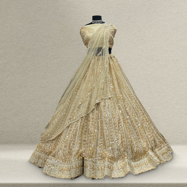 Cherry Blossom  -  The Modern Ivory Lehenga for Reception for Bride - JMS Studio