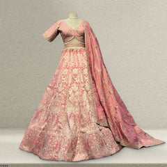 Shringaar: Soft Pink Banarasi Silk Lehenga with Ready-To-Wear Blouse