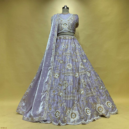 Damsel - Tissue Lehenga Embellished Gorgeous Zari Work Lavender