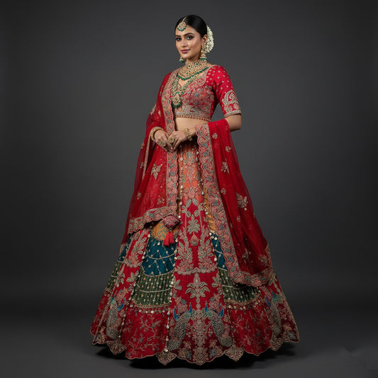 Shringaar: Kodi Handwork Carnival Lehenga with Ready-To-Wear Blouse