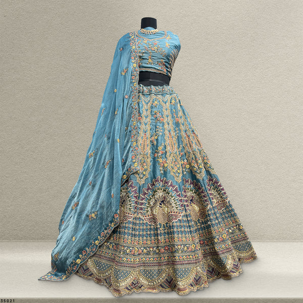 Padmini - Tissue Silk Zari & Resham Work Partywear Lehenga
