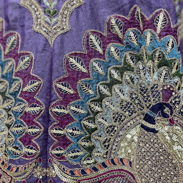 Padmini - Tissue Silk Zari & Resham Work Partywear Lavender Lehenga