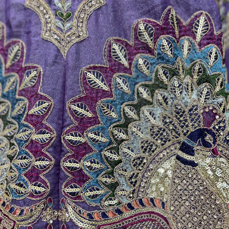 Padmini - Tissue Silk Zari & Resham Work Partywear Lavender Lehenga