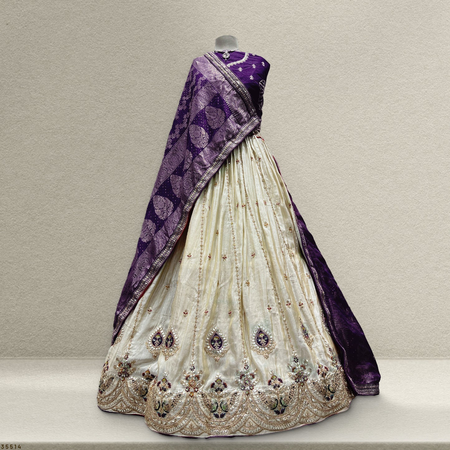 Padmini - Crape Silk Panetar Style Bandhej Lehenga Choli