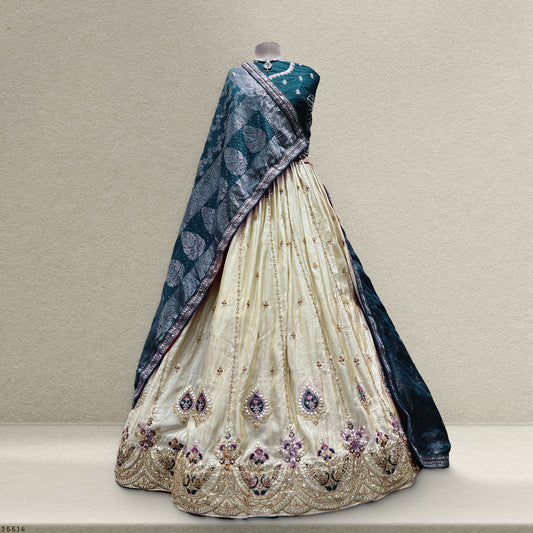 Padmini - Crape Silk Panetar Style Bandhej Lehenga Choli