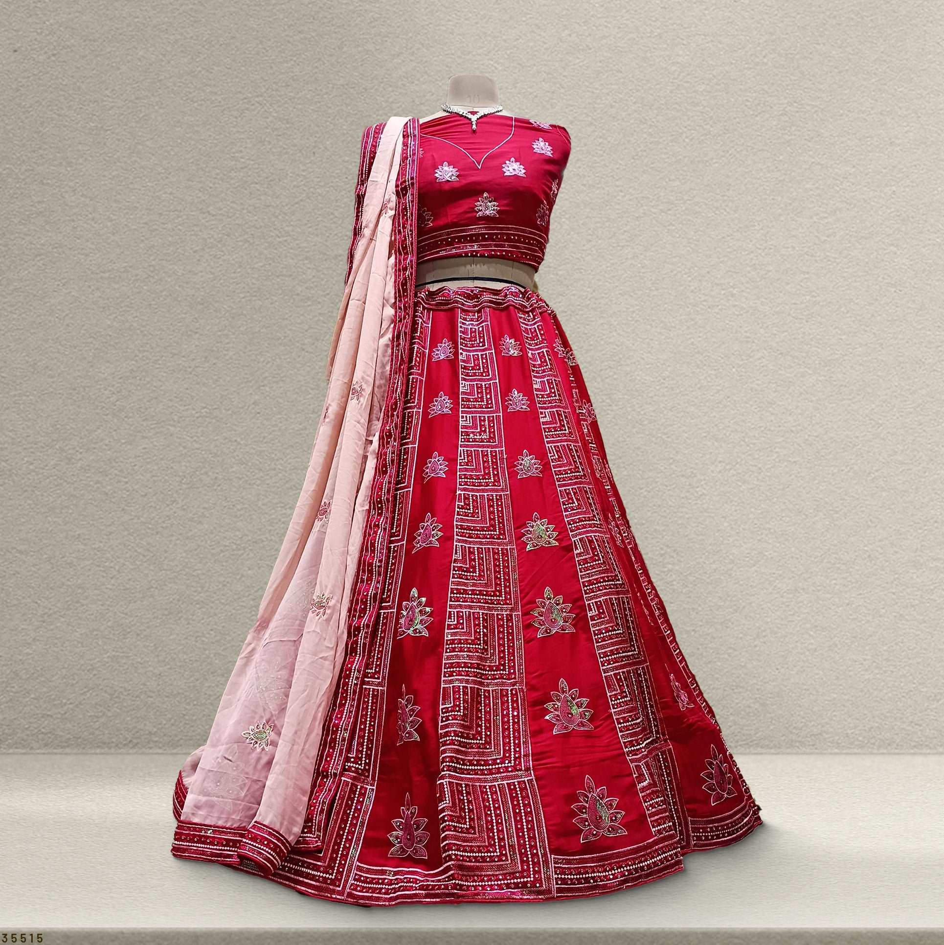 Lehza - The Party Wear Georgette Pink Sider Lehenga