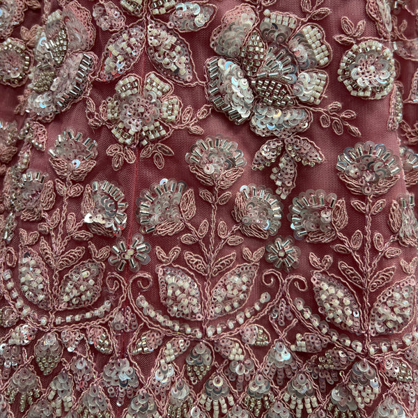 Jazzagals - Beads & Pearls Handwork Soft Pink Reception Lehenga