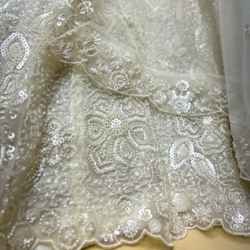 Cherry Blossom  -  The Modern Off White Lehenga for Reception for Bride