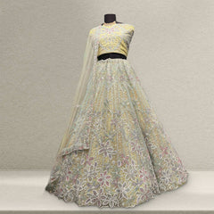 Jazzagals - Beads & Pearls Handwork Sunlight Reception Lehenga