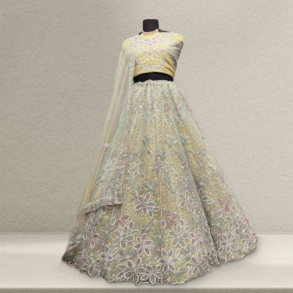Jazzagals - Beads & Pearls Handwork Sunlight Reception Lehenga