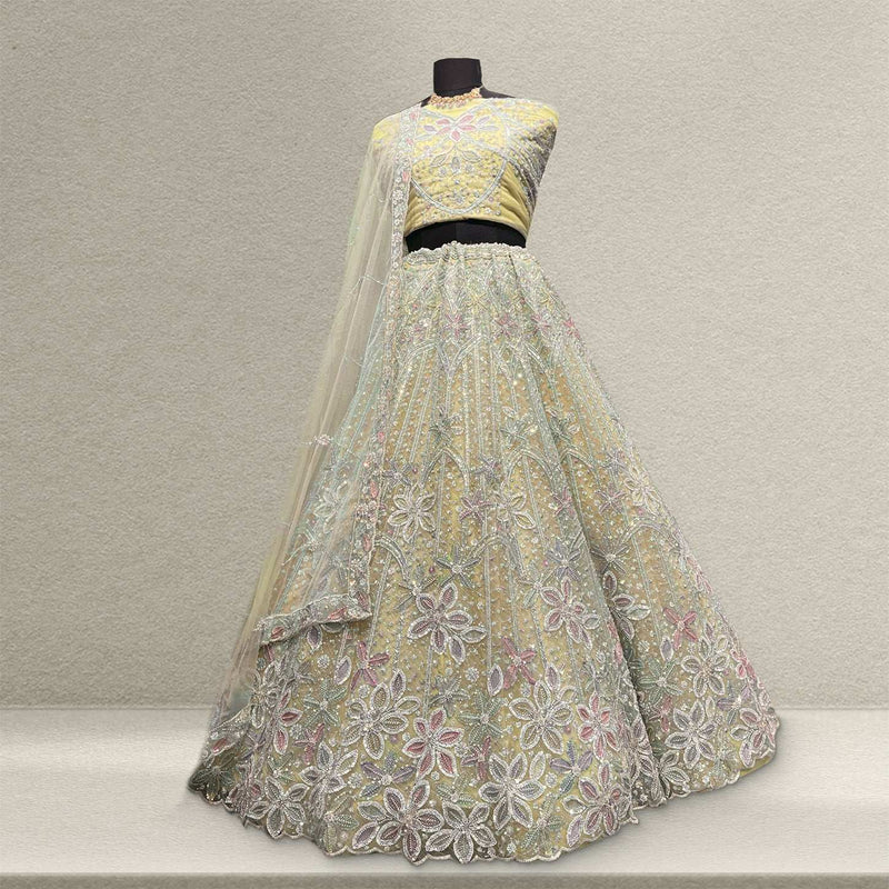 Jazzagals - Beads & Pearls Handwork Sunlight Reception Lehenga