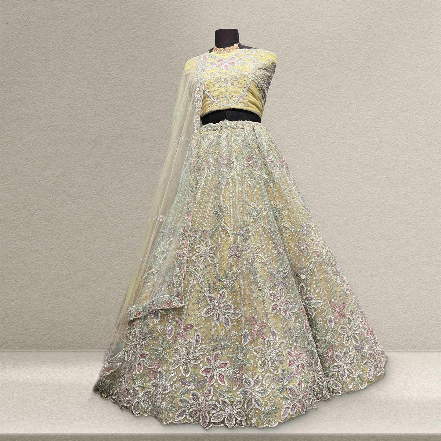 Jazzagals - Beads & Pearls Handwork Sunlight Reception Lehenga