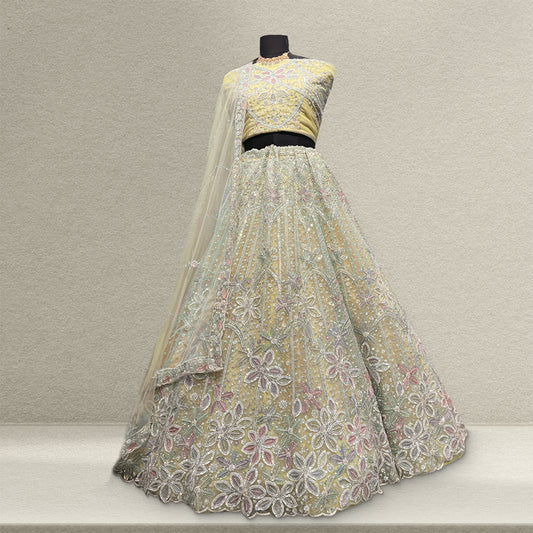 Jazzagals - Beads & Pearls Handwork Sunlight Reception Lehenga