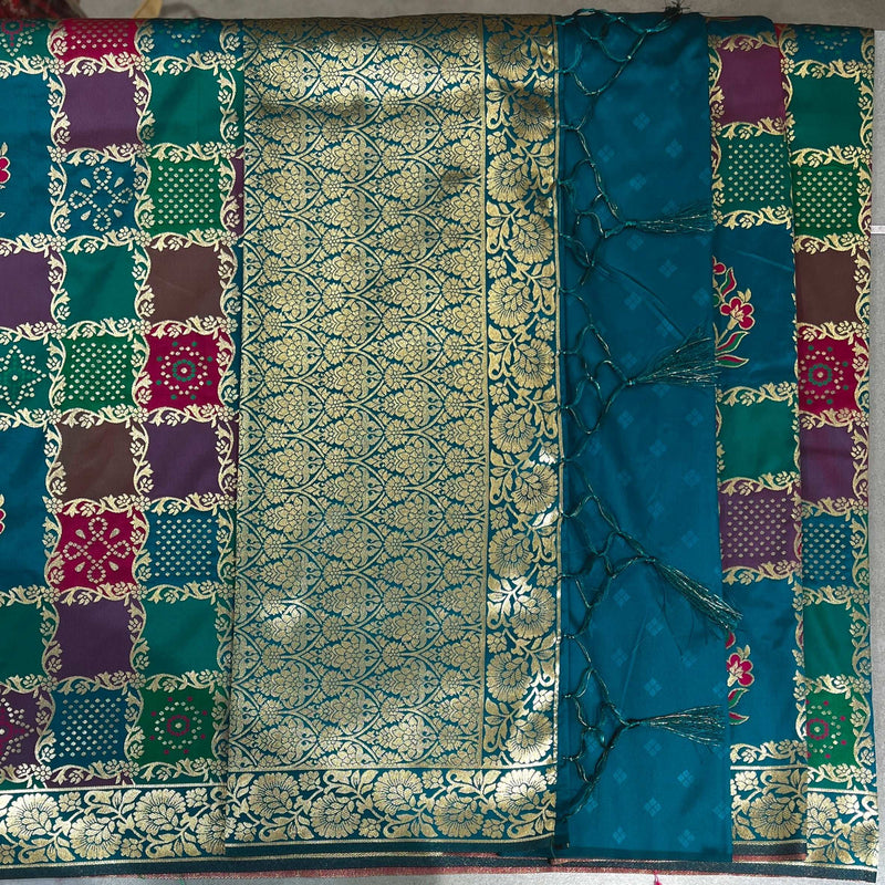 JMS_Studio Designer Silk Saree With Orange Colour and Gold Jari weaving work