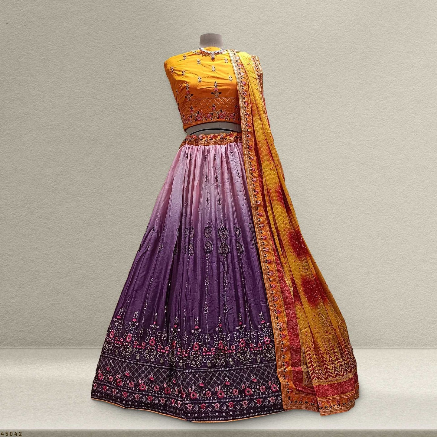 Butterfly - Silk Work Multicolor Sider Lehenga