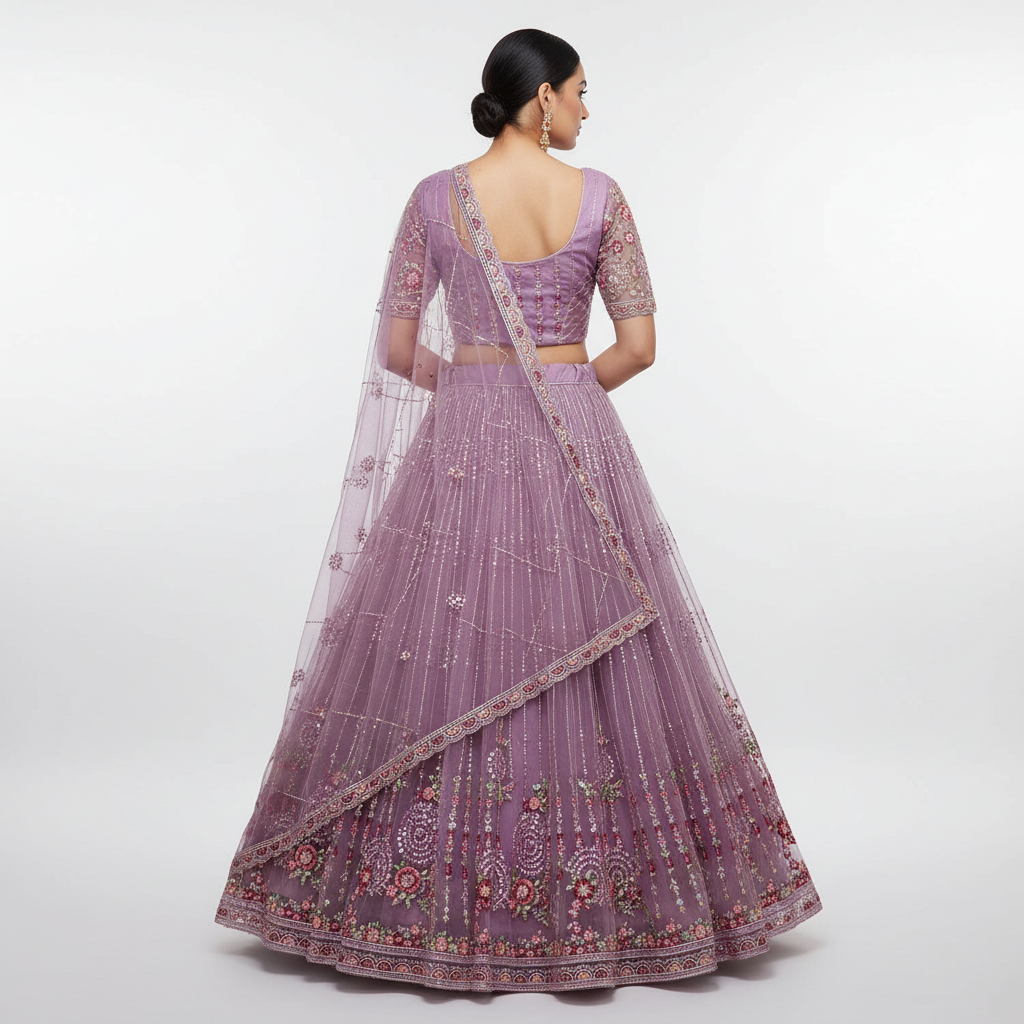 Butterfly - Lightweight Big Flared Pink Sider Lehenga