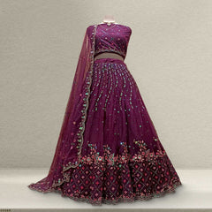 Butterfly - Lightweight Big Flared Wine Color Sider Lehenga JMS Studio {{ Royal Red Bridal Lehenga}}