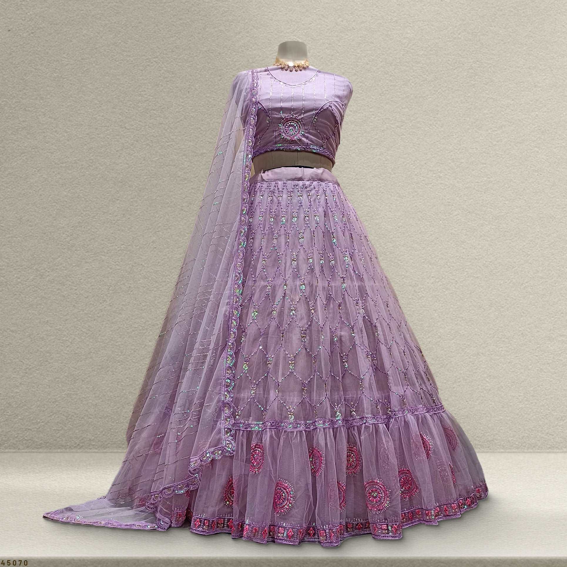 Butterfly - Lightweight Big Flared Lavender Sider Lehenga