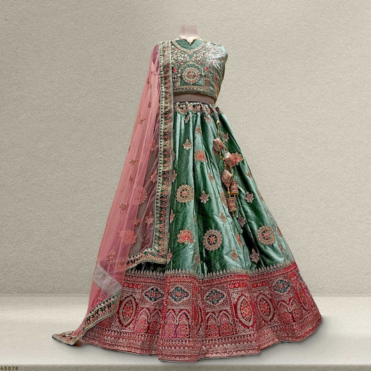 Damsel - Minimal Work Designer Velvet Lehenga