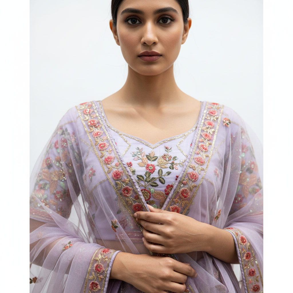 Butterfly - Ready-to-Wear Partywear Lavender Net Lehenga