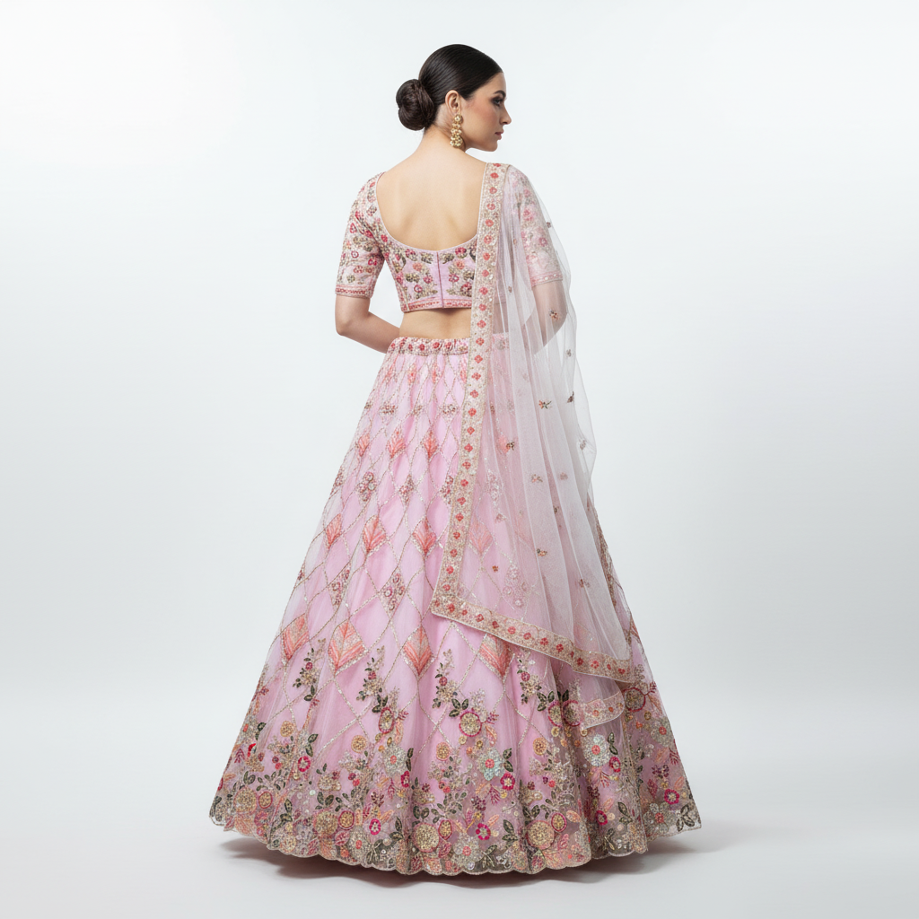 Butterfly - Ready-to-Wear Partywear Pink Net Lehenga