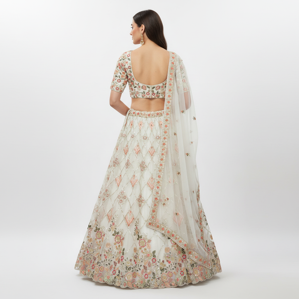 Butterfly - Ready-to-Wear Partywear Off White Net Lehenga