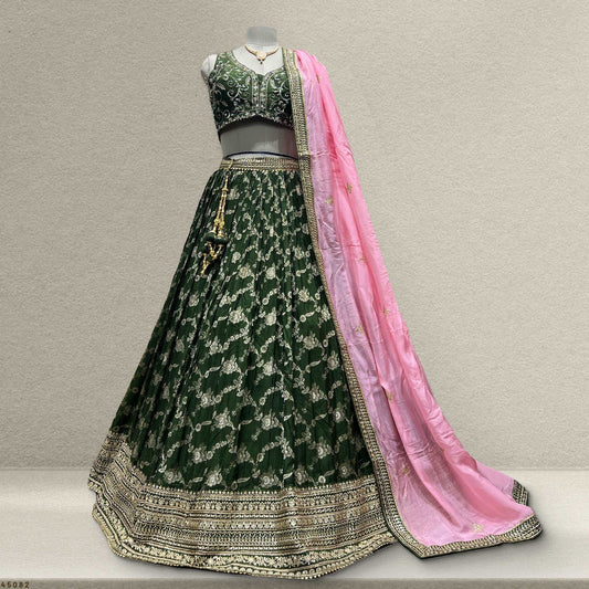 Padmini - Ready-to-Wear Lehenga with Intricate Handwork and Organza Dupatta JMS Studio {{ Royal Red Bridal Lehenga}}