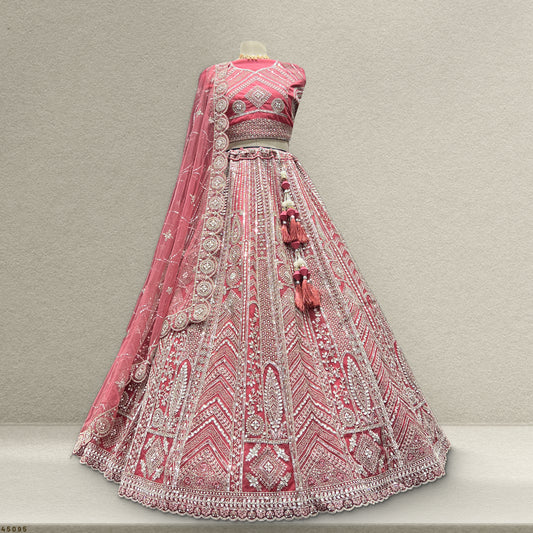 Cherry Blossom - Sequins Stone Work Designer Reception Engagement Lehenga Soft Pink Color (Copy)