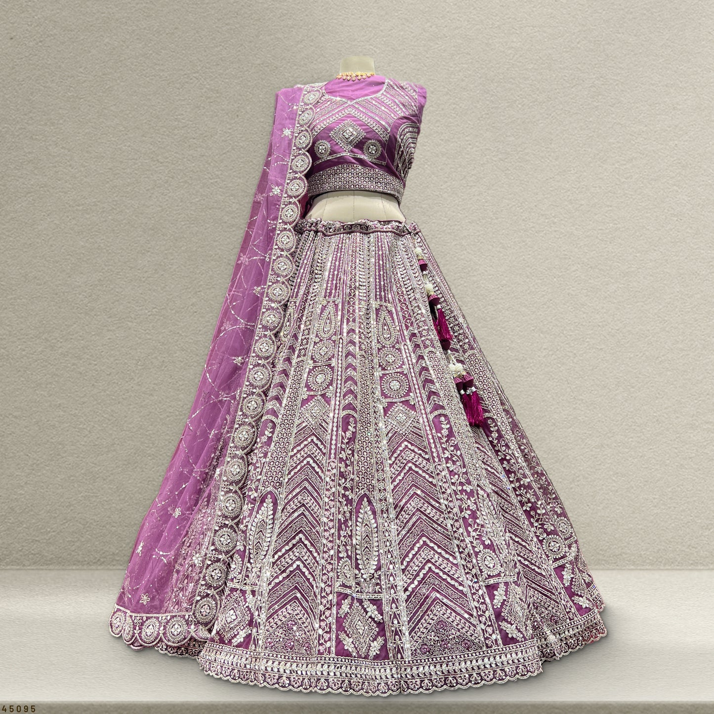 Cherry Blossom - Sequins Stone Work Designer Reception Engagement Lehenga Purple Color