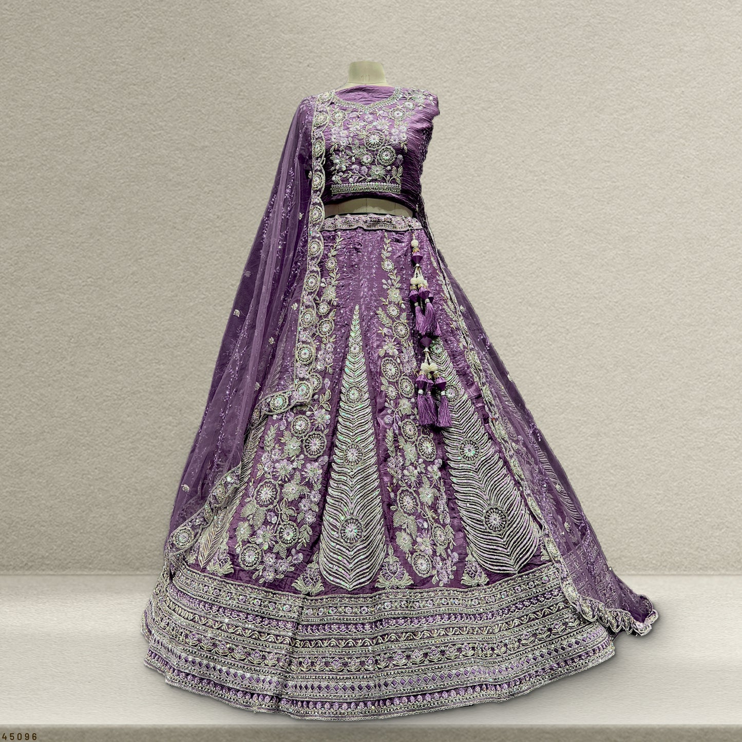 Cherry Blossom - Sequins Stone Work Designer Reception Engagement Lehenga Purple Color