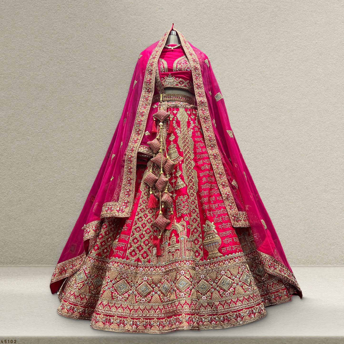 Sangria : Shlok Mantra Silk Rani Pink Bridal Lehenga