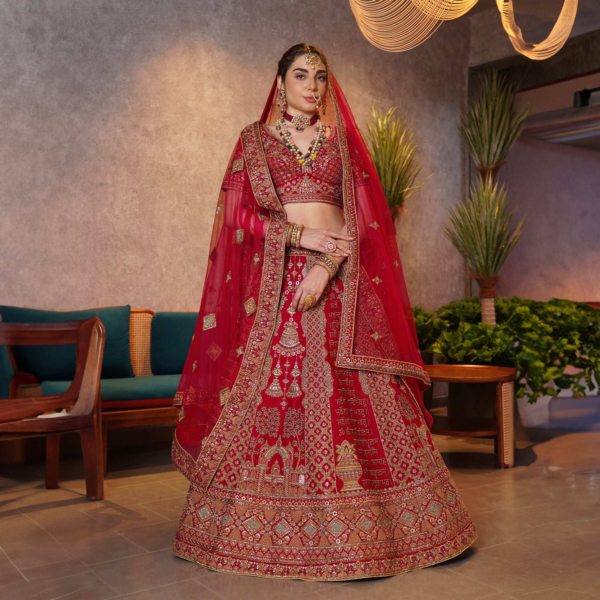 Sangria : Shlok Mantra Royal Red Bridal Lehenga