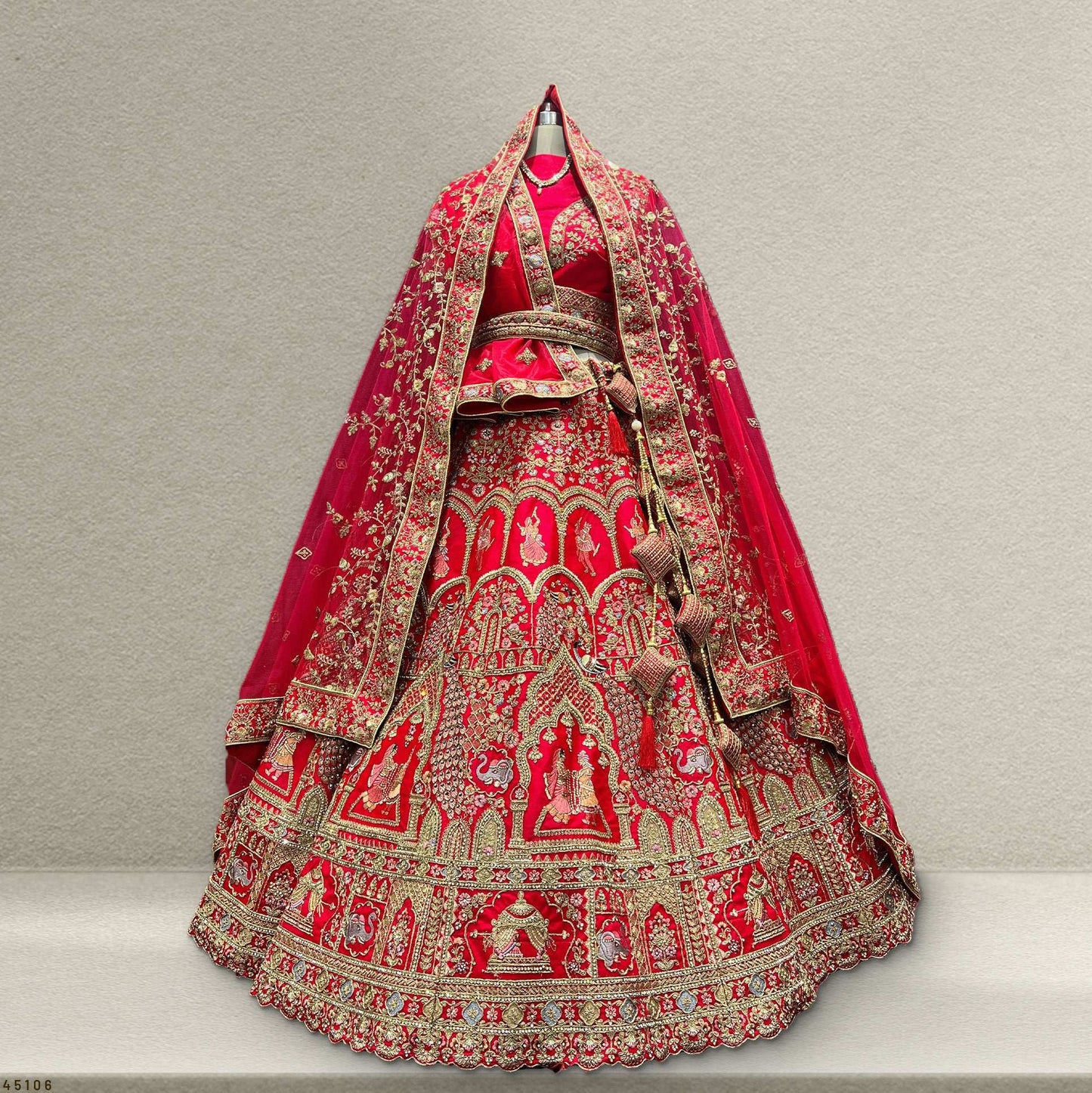 Sangria : Doli Baarat Royal Red Bridal Lehenga JMS Studio {{ Royal Red Bridal Lehenga}}