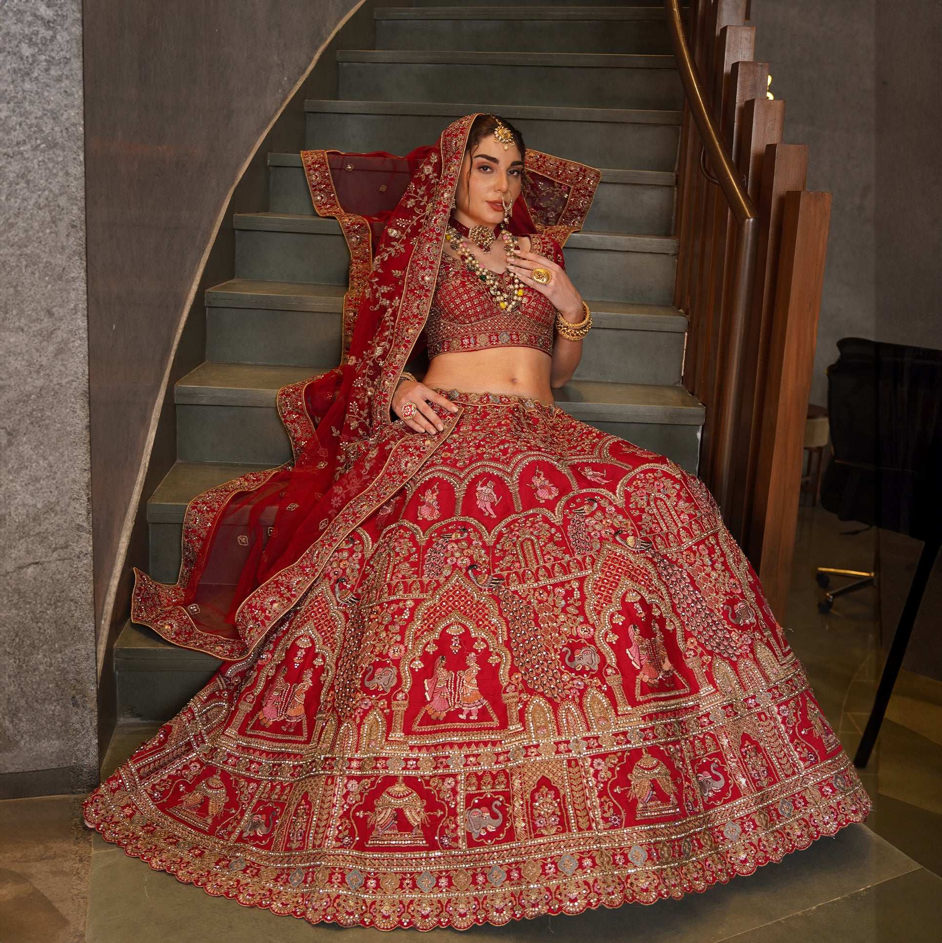 Sangria : Doli Baarat Royal Red Bridal Lehenga